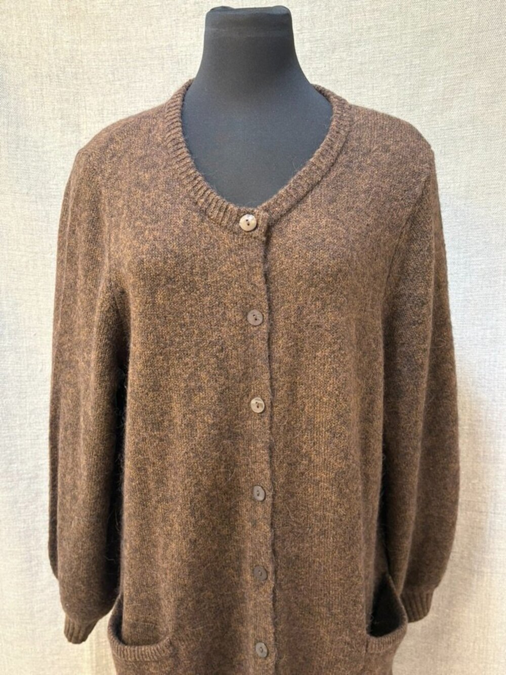 Gudrun Sjoden Canada Long Cardigan, Dark Chokolate/Melange XL - Picture 5 of 12